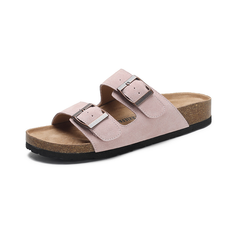 Vintage casual cowhide Boken slippers