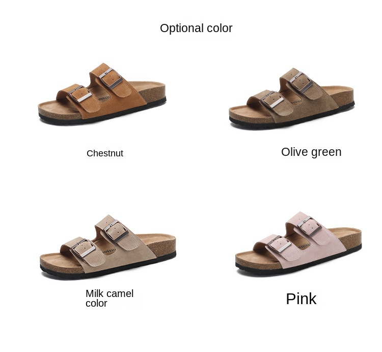 Vintage casual cowhide Boken slippers
