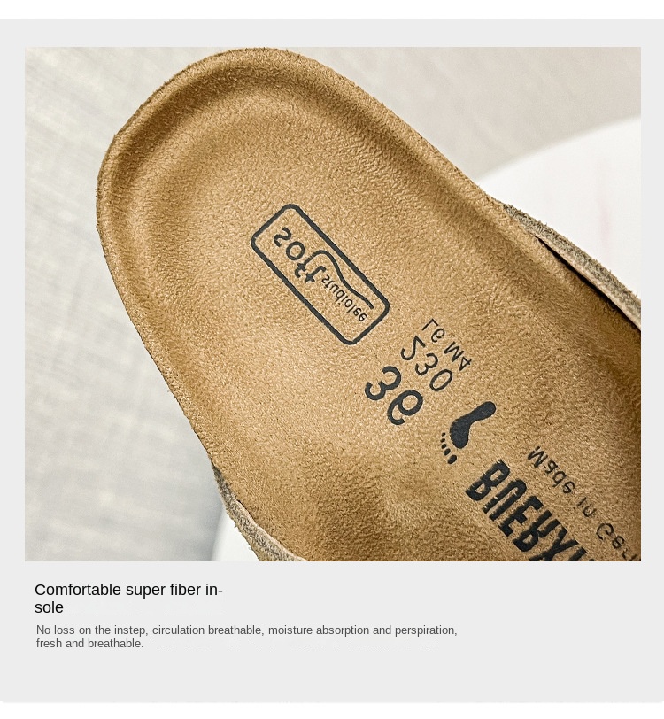 Vintage casual cowhide Boken slippers