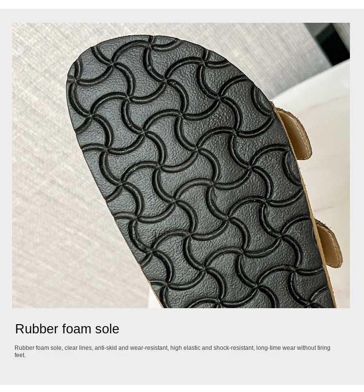 Vintage casual cowhide Boken slippers