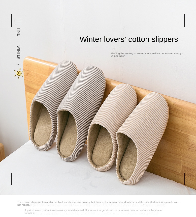 Warm plush cotton slippers