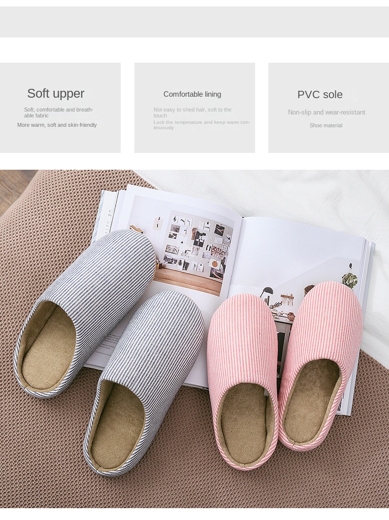Warm plush cotton slippers