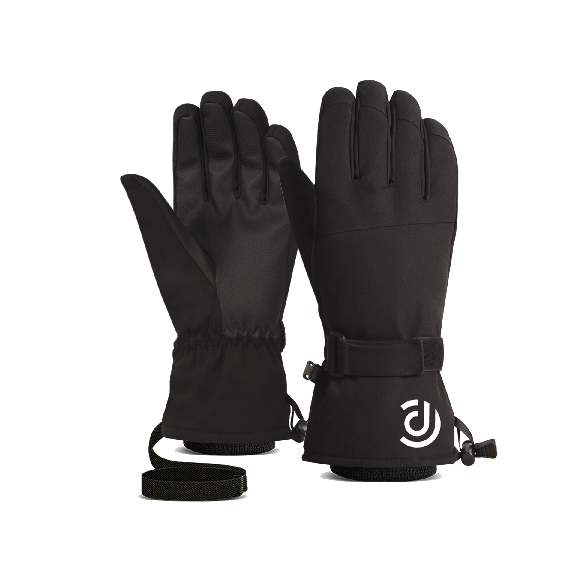Warm white winter ski gloves