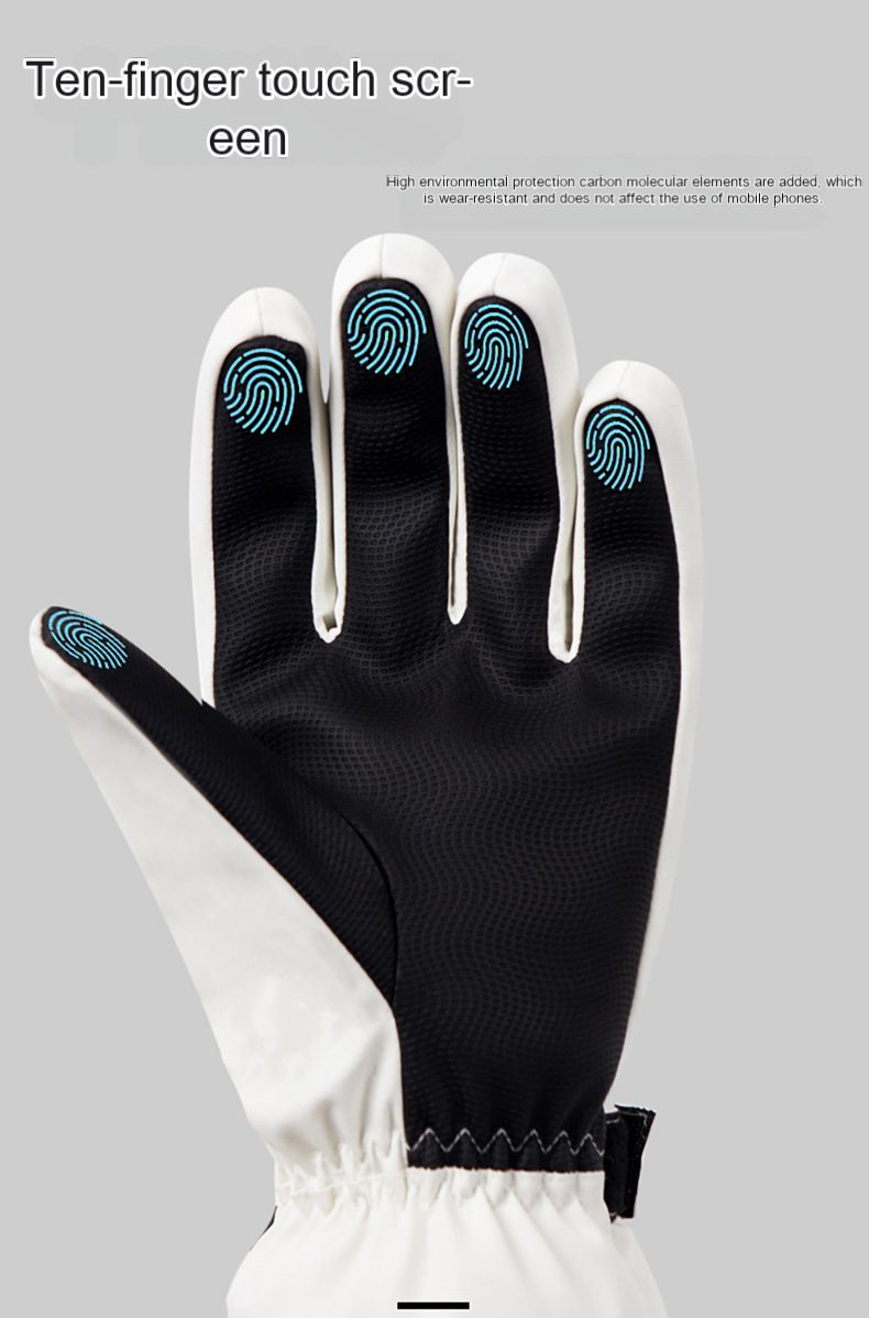 Warm white winter ski gloves