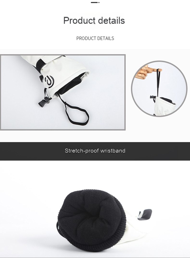 Warm white winter ski gloves