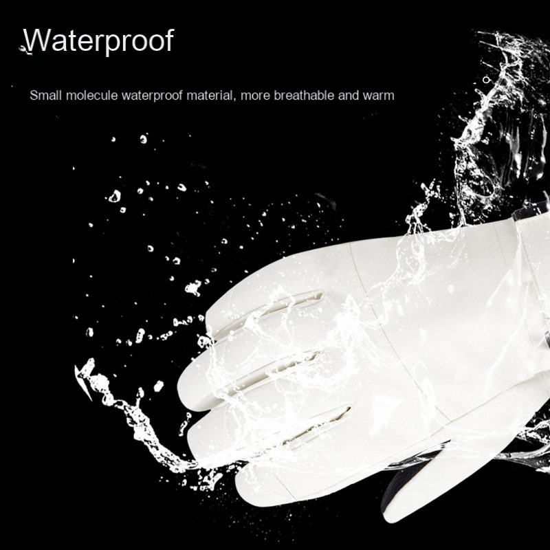 Warm white winter ski gloves