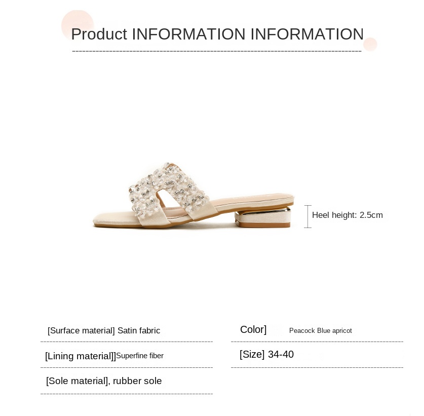 Women’s slippers with thick heels and diamonds