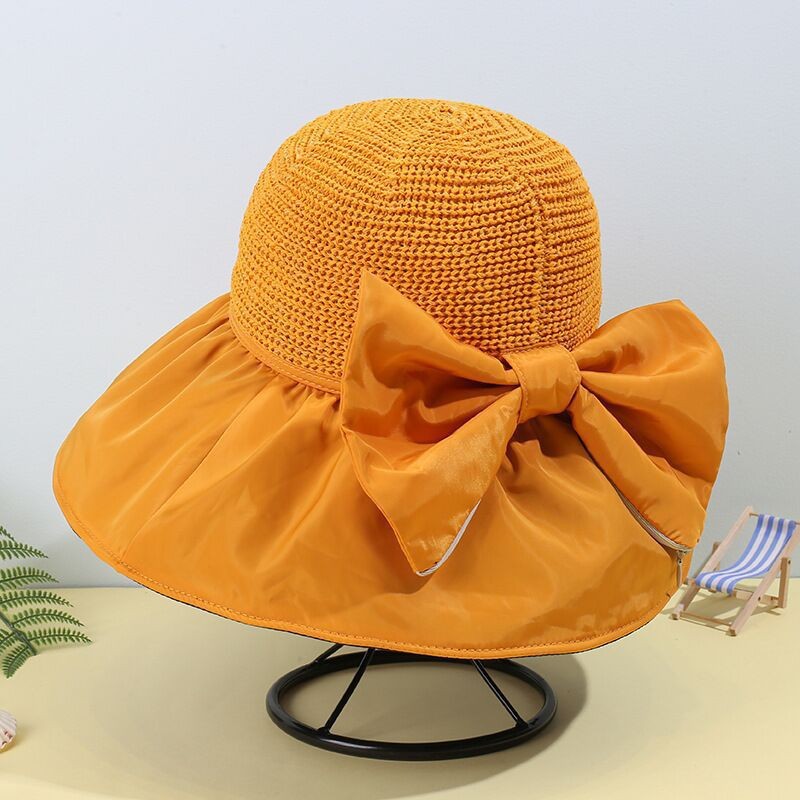 Women’s summer hat Large bow vinyl fisherman hat