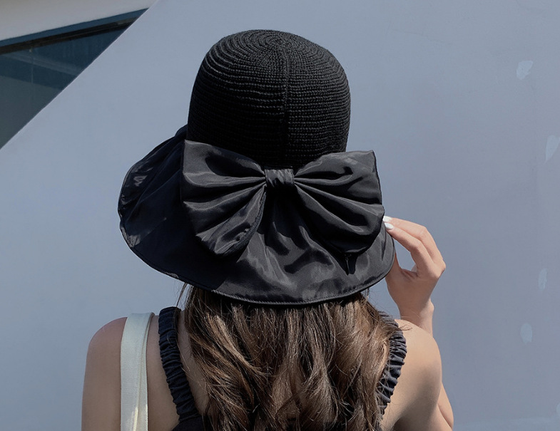 Women’s summer hat Large bow vinyl fisherman hat