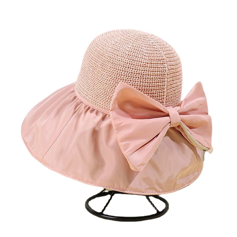 Women’s summer hat Large bow vinyl fisherman hat
