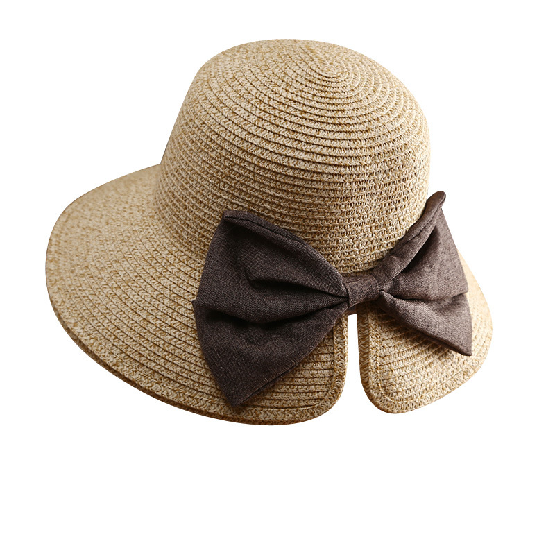 Women’s travel visor bow straw hat
