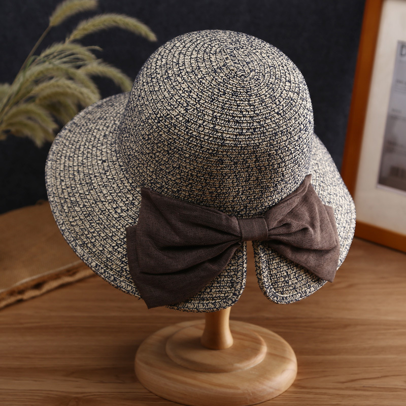 Women’s travel visor bow straw hat