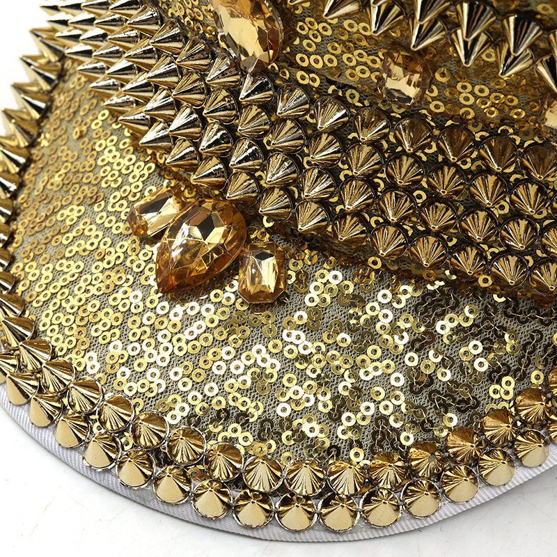 Women’s wedding hat Silver sequined diamond-studded photography hat