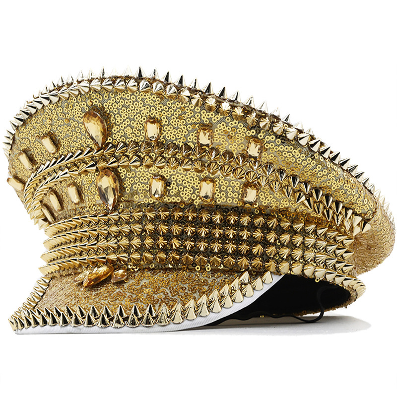 Women’s wedding hat Silver sequined diamond-studded photography hat