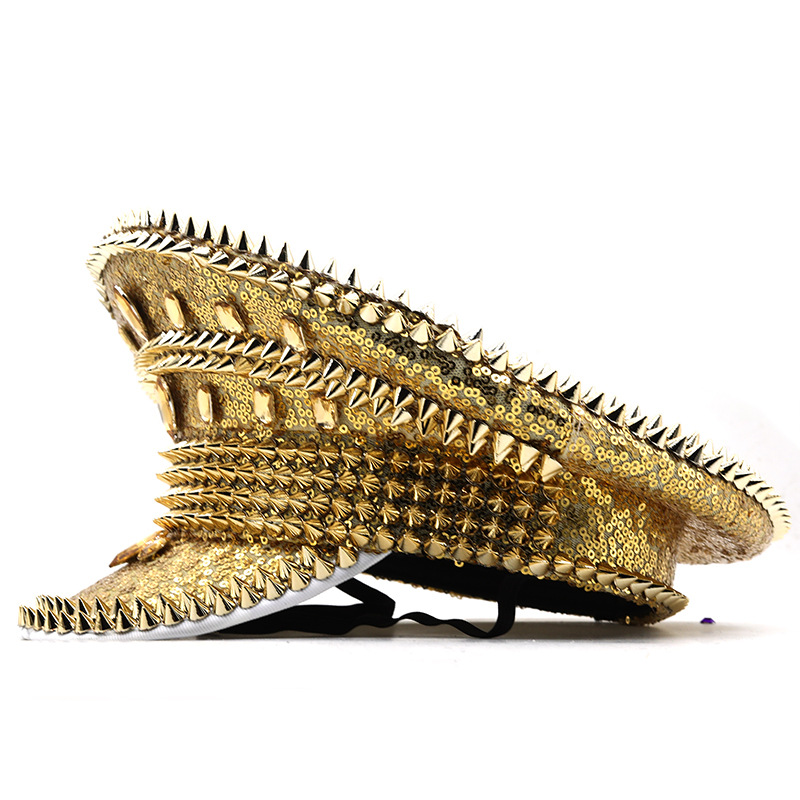 Women’s wedding hat Silver sequined diamond-studded photography hat