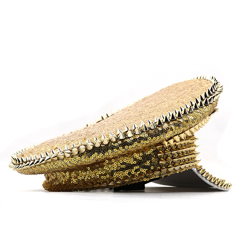 Women’s wedding hat Silver sequined diamond-studded photography hat