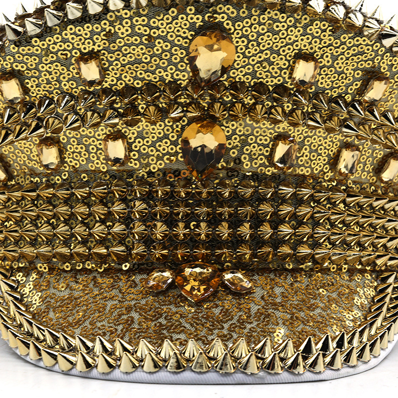 Women’s wedding hat Silver sequined diamond-studded photography hat