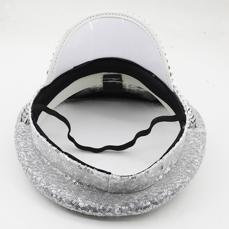 Women’s wedding hat Silver sequined diamond-studded photography hat