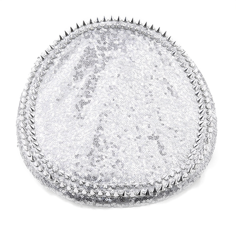 Women’s wedding hat Silver sequined diamond-studded photography hat
